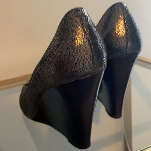 Tory Burch gun metal grey wedge